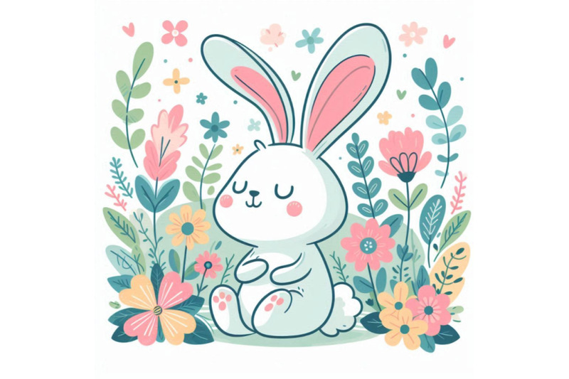 funny-bunny-and-flowers-illustration