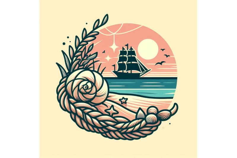 seashell-and-sea-ship-rope-with-sea-sand