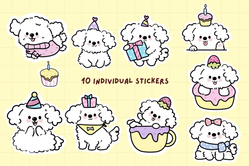 cute-poodle-dog-sticker-kawaii-animals-funny-dog-stickers