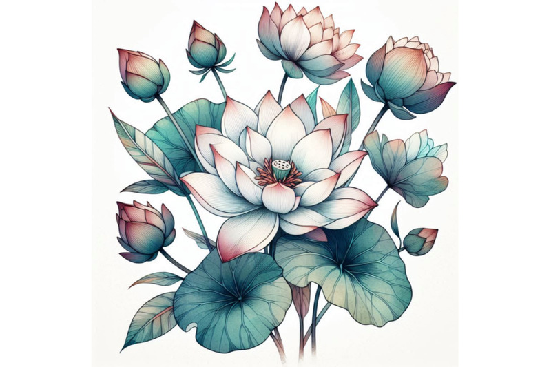 white-lotus-watercolor-botanical-illustration