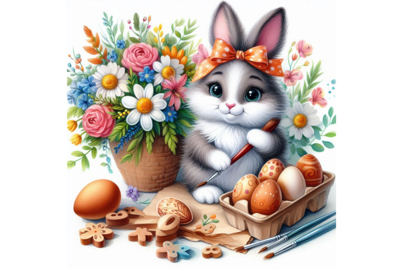 funny-bunny-and-flowers-illustration