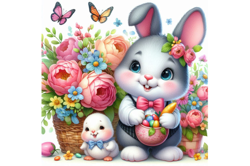 funny-bunny-and-flowers-illustration