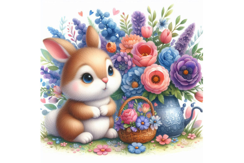 funny-bunny-and-flowers-illustration