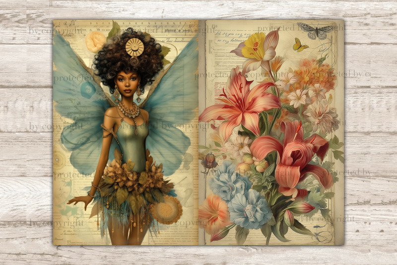 fairy-junk-journal-paper-vintage-collage-sheet-set