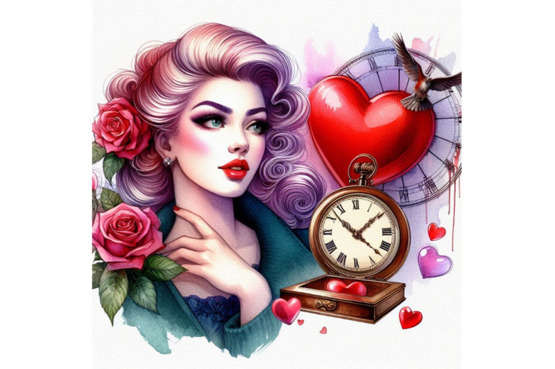 valentine-day-heart-and-beautiful-woman-watercolor