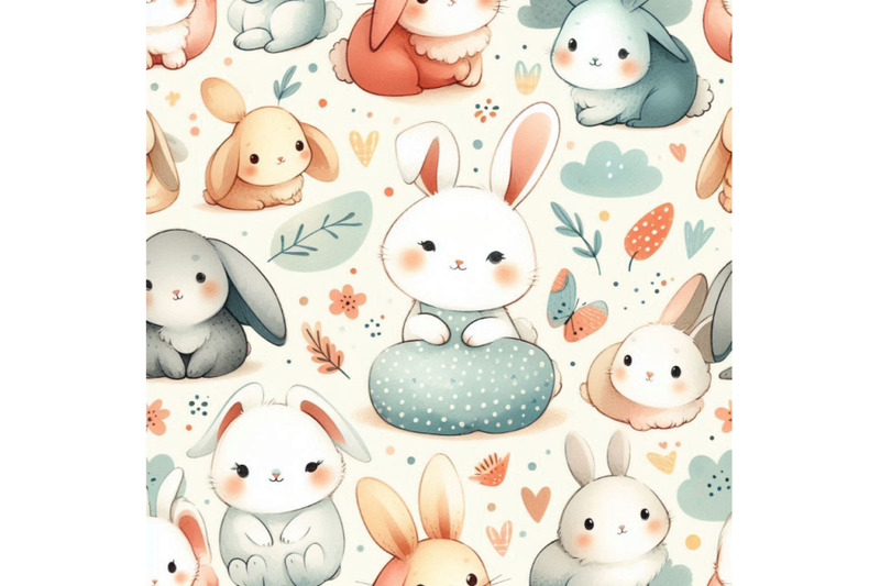 cute-bunny-seamless-pattern-rabbit-watercolor-illustration