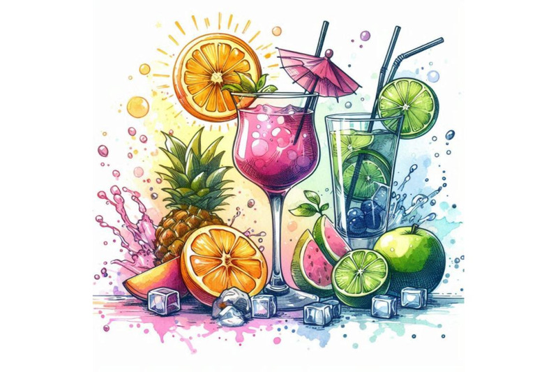 cocktail-fruit-ice-and-a-splash-hand-drawn