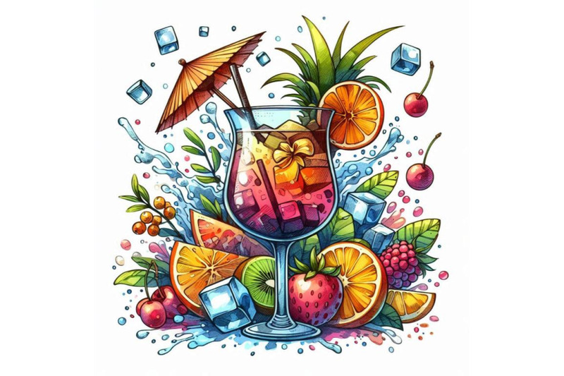 cocktail-fruit-ice-and-a-splash-hand-drawn