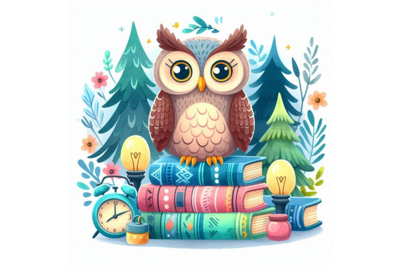 owl-cute-owl-watercolor-forest-bird-schoo