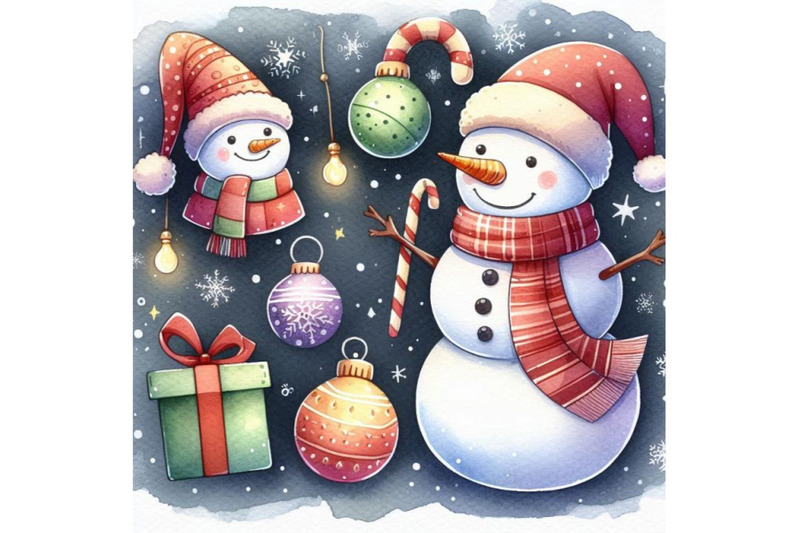 new-year-snowman-and-christmas-decorat