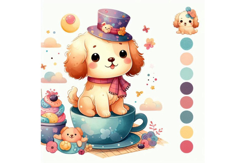 cute-cartoon-puppy-watercolor-illustration