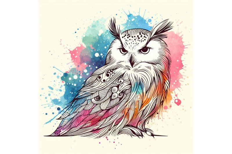 snowy-owl-illustration-with-splash-watercol