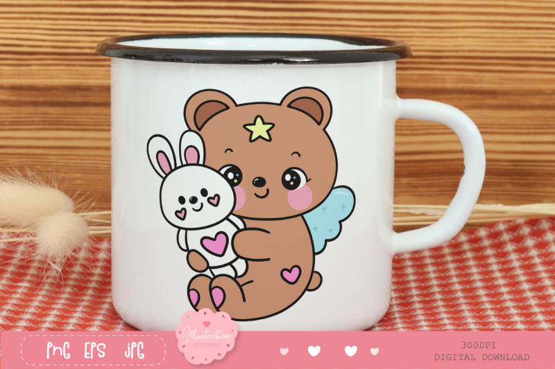 bear-hug-bunny-rabbit-doll-bedtime-cartoon-kawaii-clipart