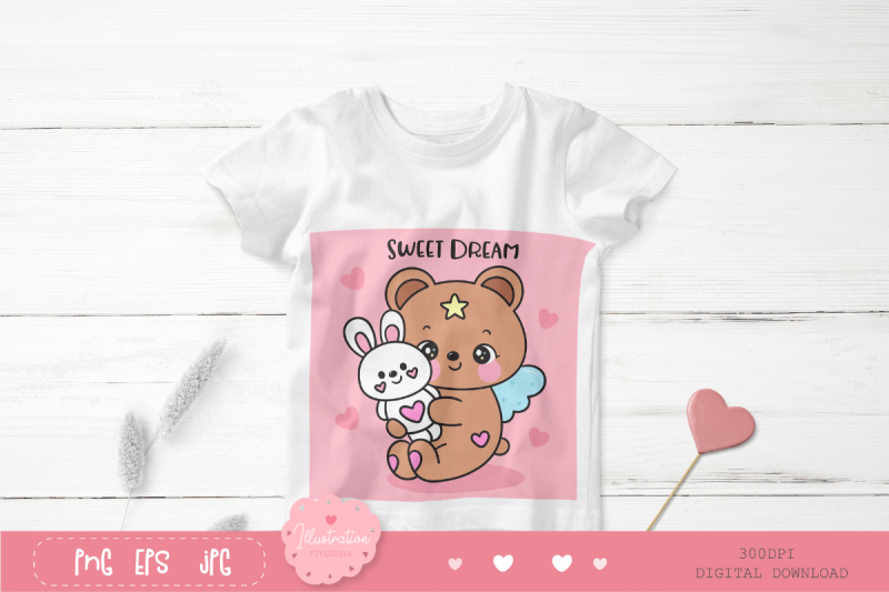 bear-hug-bunny-rabbit-doll-bedtime-cartoon-kawaii-clipart