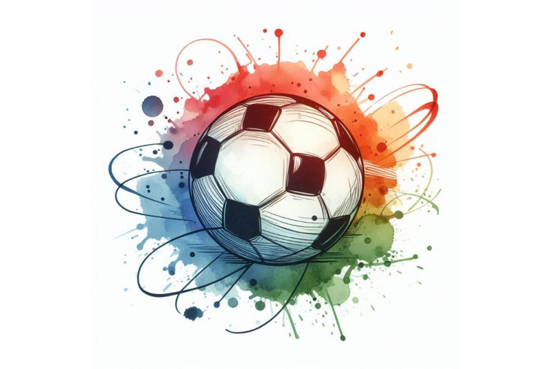 soccer-ball-football-watercolor-hand-drawn