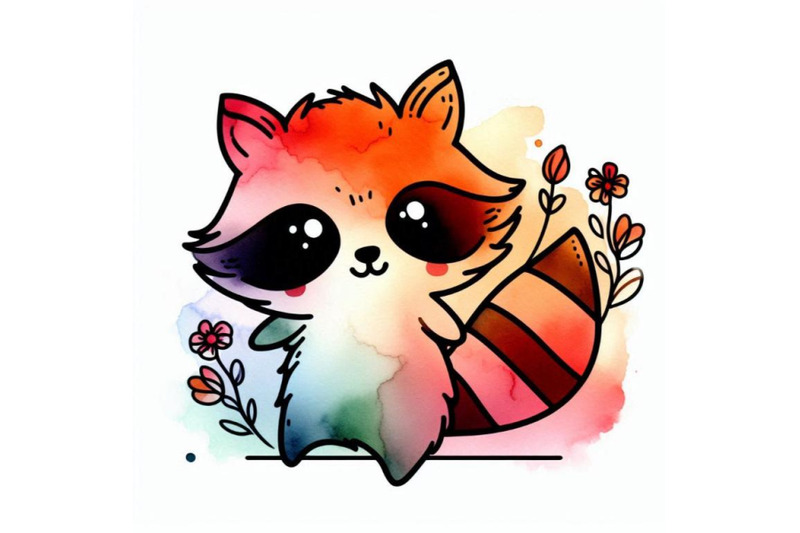 cute-watercolor-cartoon-raccoon