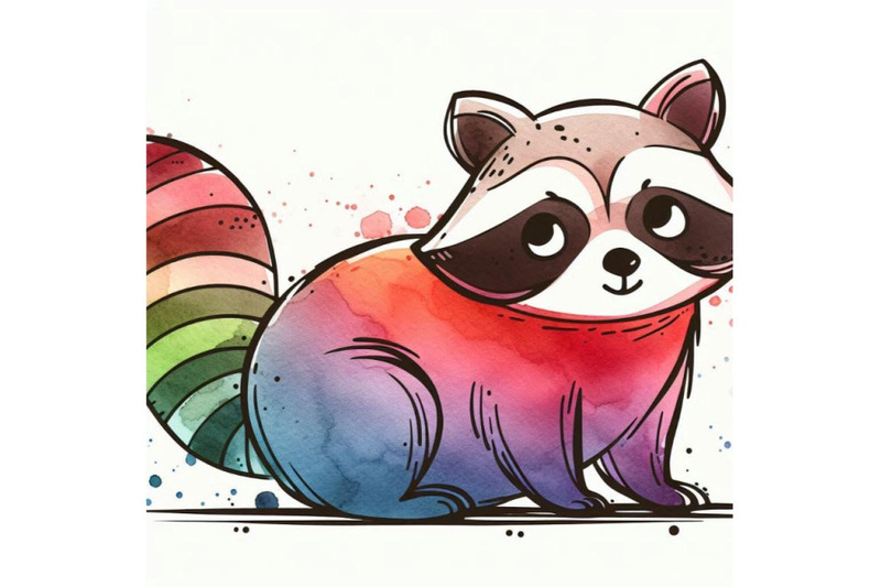 cute-watercolor-cartoon-raccoon