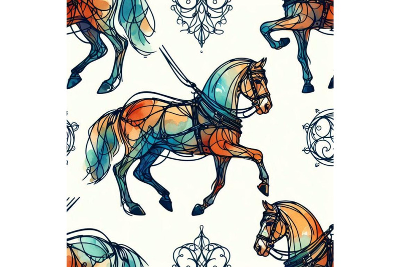 harness-horse-watercolor-pattern-equestri