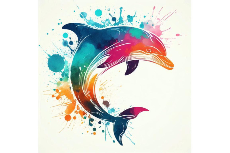 dolphin-illustration-with-splash-watercolor-t