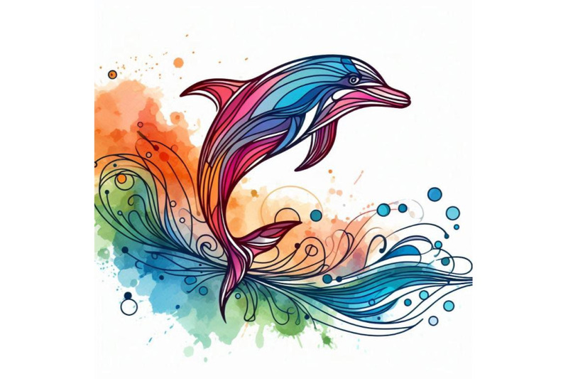 dolphin-illustration-with-splash-watercolor-t