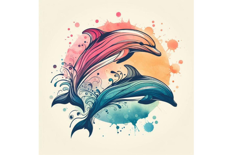 dolphin-illustration-with-splash-watercolor-t