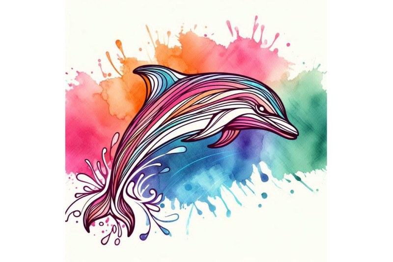 dolphin-illustration-with-splash-watercolor-t