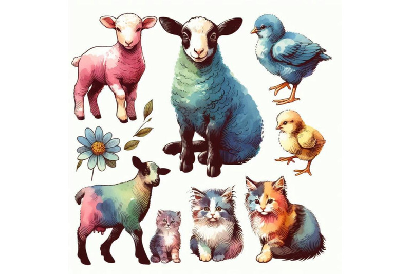 sheep-goat-kitten-calf-chick-watercolor-f