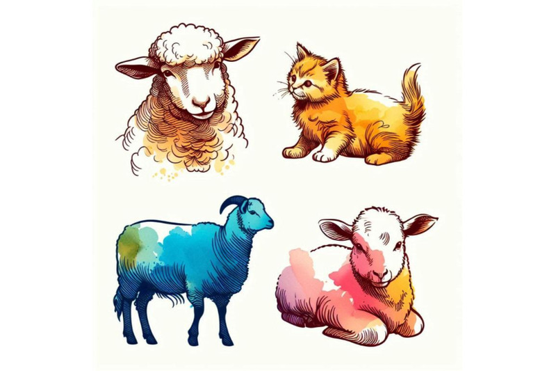 sheep-goat-kitten-calf-chick-watercolor-f