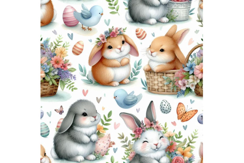 cute-bunny-seamless-pattern-rabbit-watercolor-illustration