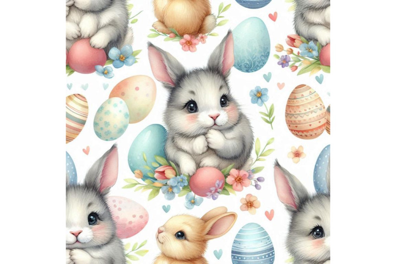 cute-bunny-seamless-pattern-rabbit-watercolor-illustration