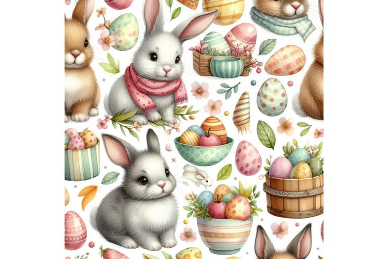 cute-bunny-seamless-pattern-rabbit-watercolor-illustration