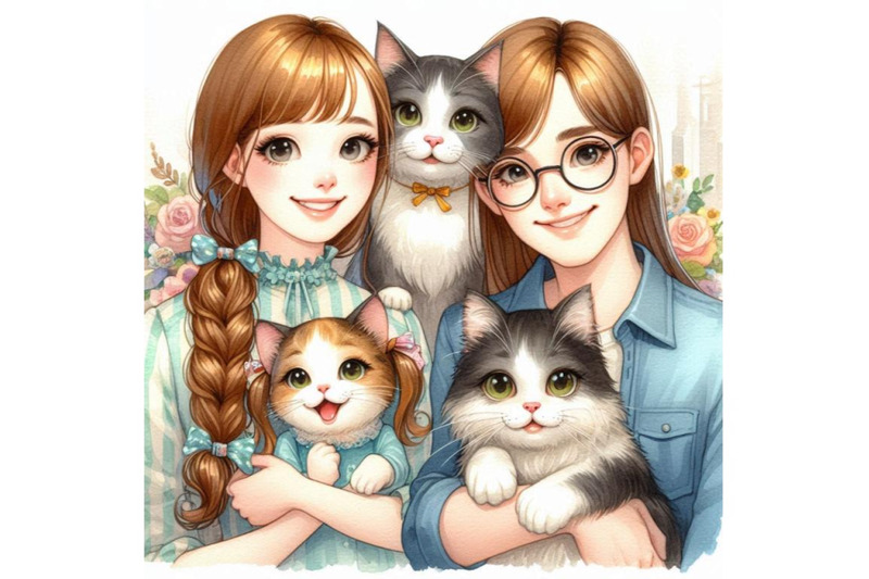 watercolor-cat-family-illustration