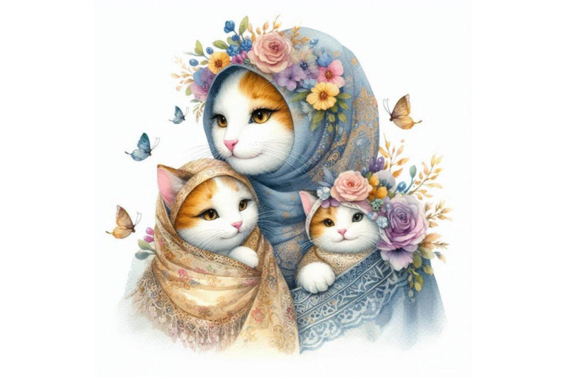 watercolor-cat-family-illustration