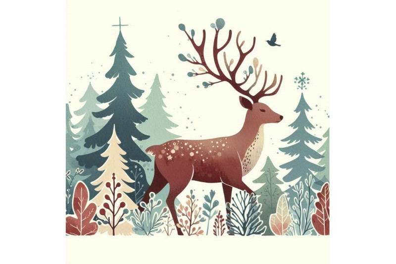 forest-deer-watercolor-illustration-christm