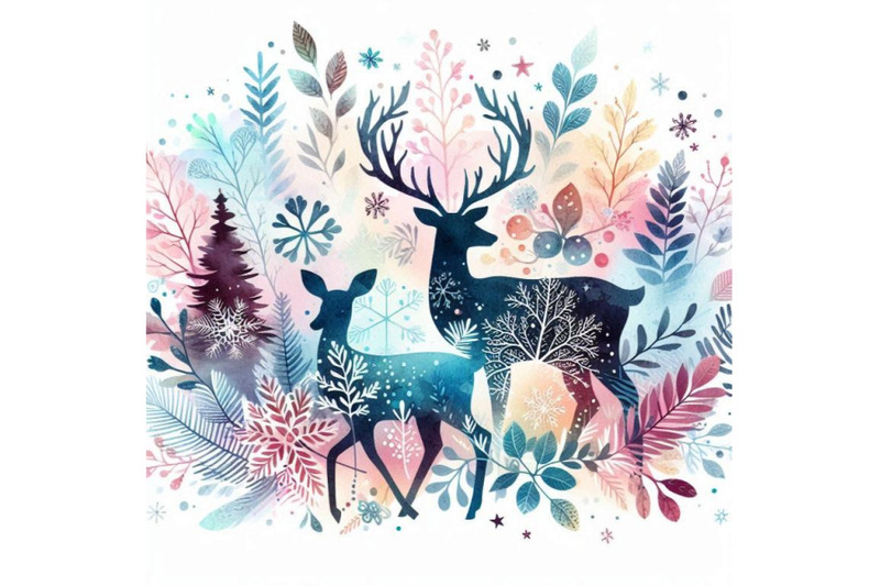 forest-deer-watercolor-illustration-christm