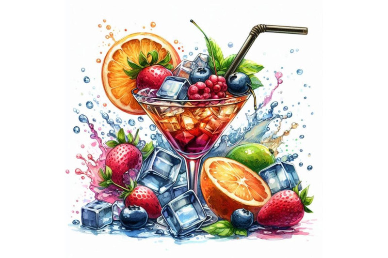 cocktail-fruit-ice-and-a-splash-hand-drawn-watercolor-illust