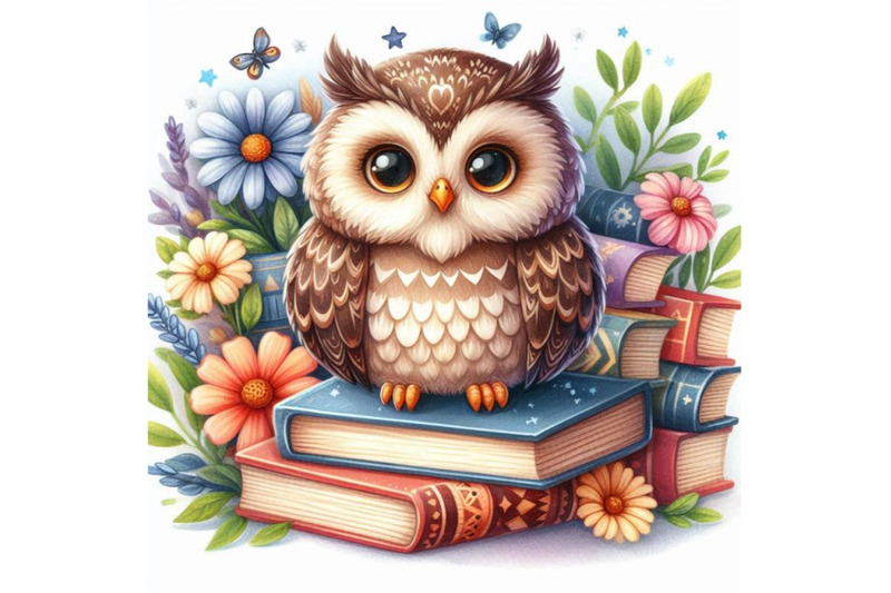 owl-cute-owl-watercolor-forest-bird-school-books-illustratio