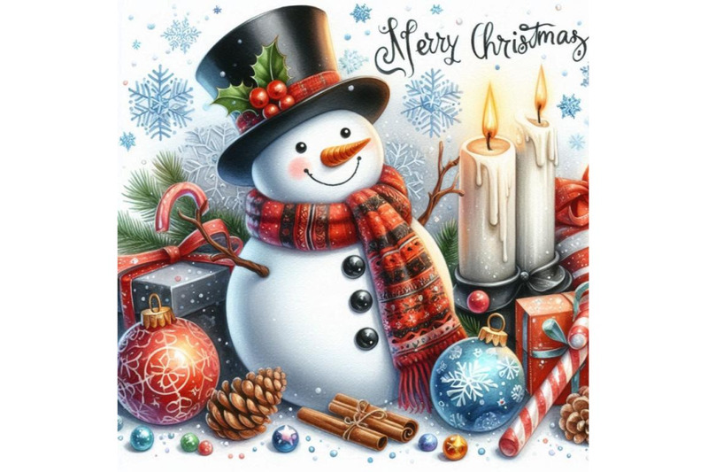 new-year-snowman-and-christmas-decoration-watercolor-il