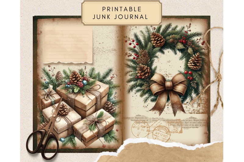 vintage-victorian-christmas-junk-journal-kit-with-digital-ephemera-and