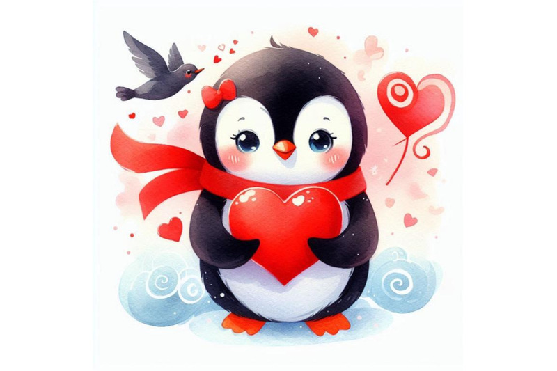 valentine-day-penguin-red-heart-watercolo