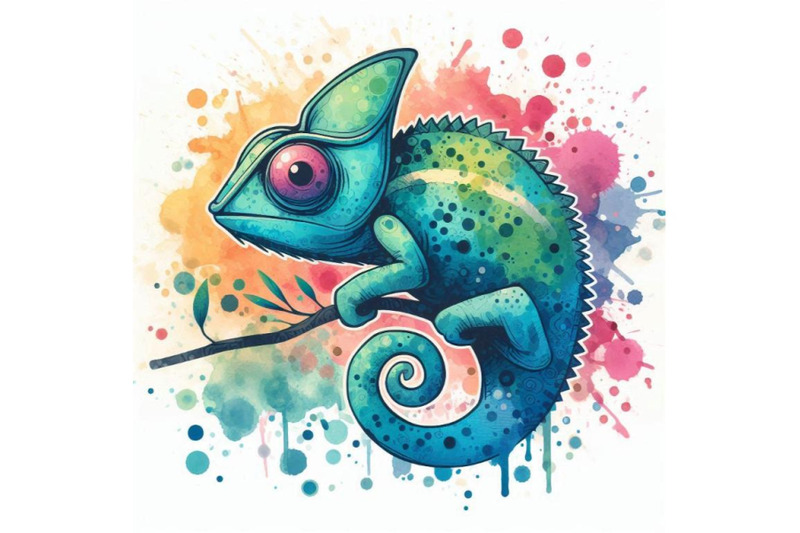 funny-chameleon-with-watercolor-splash-te