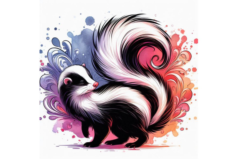 skunk-watercolor-illustration-fashion-tee-sh