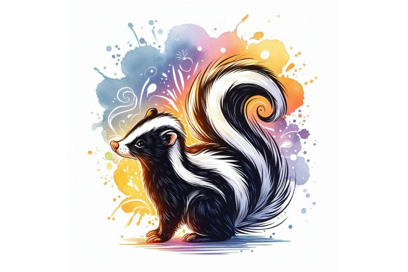 skunk-watercolor-illustration-fashion-tee-sh