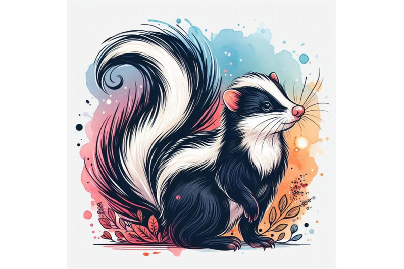 skunk-watercolor-illustration-fashion-tee-sh