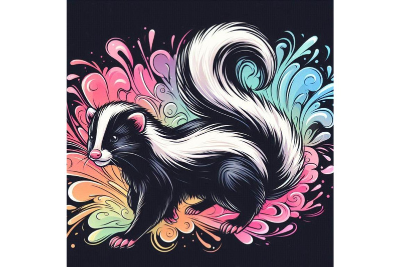 skunk-watercolor-illustration-fashion-tee-sh