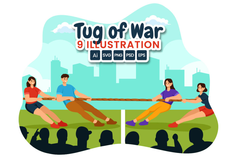 9-tug-of-war-vector-illustration