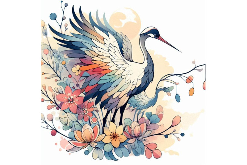 watercolor-crane-bird