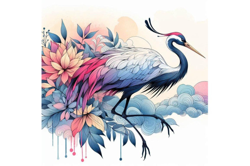 watercolor-crane-bird