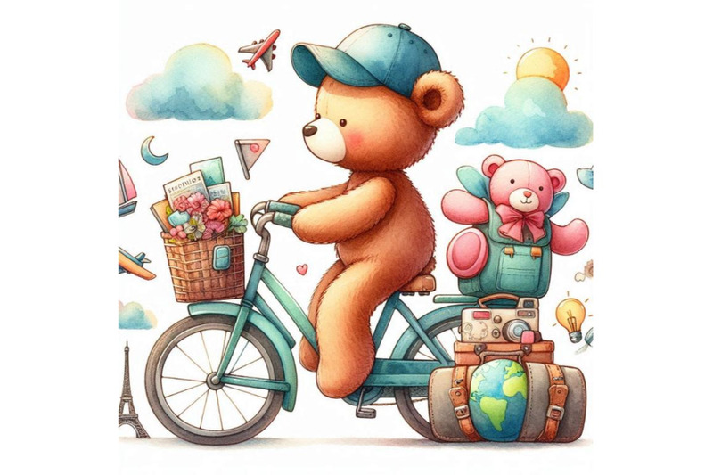 teddy-bear-travel-and-bicycle-watercolor-il