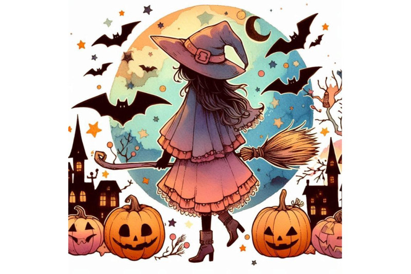 halloween-witch-hat-and-broom-witch-wat